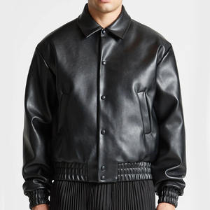 Veste universitaire en laine mérinos pour homme sur mesure avec manches en cuir, design patchwork, col montant - coupe-vent et imperméable, vente en gros - Product Image 1