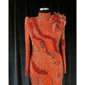 Vestido de Noche Hecho a Mano Scarlet Royale Couture, Decorado con Lentejuelas y Flores, Talla Grande, Cintura Imperio, Largo hasta el Suelo, para Fiestas Formales - Product Image 2