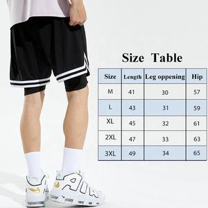 Short de sport pour hommes à deux couches à séchage rapide de haute qualité respirant 2-en-1 maille basket-ball entraînement Fitness impression solide expédition DDP - Product Image 5