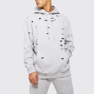 เสื้อมีฮู้ดผู้ชายสไตล์สตรีทฮิปฮอปป้องกันการหดตัวแบบดิบๆมีฮู้ดผ้าฝ้ายระบายอากาศได้ดี - Product Image 2