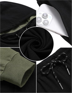 Conjunto de chándal informal de invierno para hombre, de manga larga Sudadera con capucha, pantalones de chándal para correr, talla XL, chándal, logotipo personalizado, característica de talla grande - Product Image 5