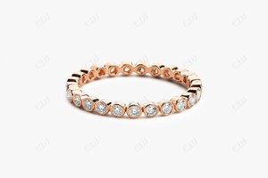 Anillo de Compromiso de Eternidad de Oro Amarillo Macizo con Diamantes Naturales de 0.45CTW con Engaste de Puntas, Anillo de Boda Clásico, Personalizable, Único y Apilable - Product Image 3