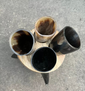 <b>Viking</b> Ale <b>Horn</b> Set - 100% Handmade Polished Mead Drinking <b>Horns</b> with Stand - Product Image 3