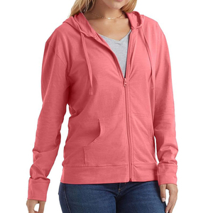 Sudaderas con capucha de manga larga informales de Invierno para mujer personalizadas 2025 con cremallera frontal, la mejor calidad y precio, técnica teñida lisa - Product Image 1