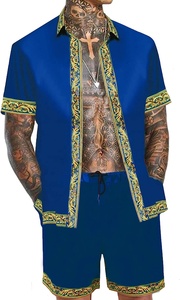 ชุดเซ็ตเสื้อเชิ้ตแขนสั้นผ้าเจอร์ซีย์คอตตอนระบายอากาศสำหรับผู้ชาย ลายพิมพ์ติดกระดุม แห้งเร็ว น้ำหนักเบา เหมาะสำหรับฤดูร้อน - Product Image 4