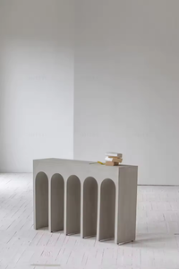 Table console minimaliste moderne Wabi Sabi légère en béton de style japonais Meubles Table à manger en bois massif pour la maison ou l'hôtel - Product Image 4
