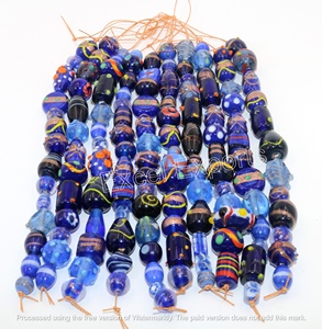 Lámpara de 10 hebras, cuentas de vidrio de trabajo, combinación azul para fabricación de joyas, decoración, manualidades DIY - Product Image 1