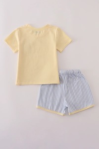 ชุดเซ็ตกางเกงขาสั้นปักลายแอปเปิ้ลสีฉูดฉาดสำหรับเด็กผู้ชายดีไซน์เสื้อผ้าสีสันสดใสสำหรับเด็กวัยหัดเดินและเด็ก - Product Image 3