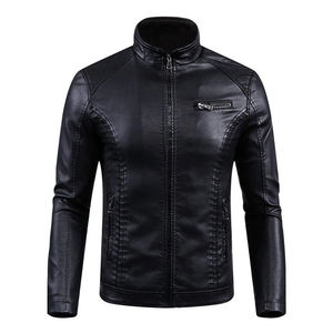 Veste en cuir d'hiver noire élégante pour hommes Logo personnalisé et marque de distributeur toutes tailles toile tissu avec fermeture éclair - Product Image 1