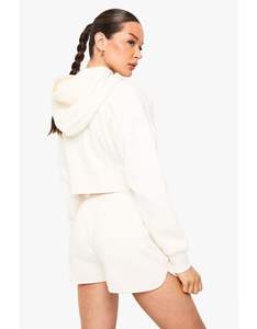 Ensemble de survêtement pour femme avec sweat à capuche zippé et pantalon de jogging imprimé en molleton, motif uni, OEM ODM - Product Image 3