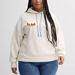 Sweat à capuche oversize confortable en tricot doux d'hiver pour femmes, style ample, 100% coton, léger, respirant, avec badge - Product Image 1