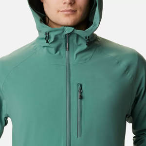 Veste de pluie en toile pour homme, imperméable, à capuche, pour la randonnée, couleur vert émeraude |   Sac technique multi-poches d'extérieur avec fermeture éclair - Product Image 5