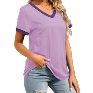 เสื้อยืด OEM สำหรับผู้หญิงไซส์ใหญ่พิเศษผ้าฝ้ายสวมใส่สบายย้อมสีล้วนสำหรับฤดูร้อน - Product Image 5