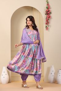Vestido de trabajo con espejo de hilo estampado Georgette para mujer estilo indio y pakistaní hecho de poliéster - Product Image 6