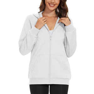 Sudadera básica de punto de manga larga con capucha personalizada para mujer, Top cómodo con cremallera multicolor para ropa informal de invierno - Product Image 6