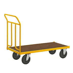 Series 144 Yellow <b>Platform</b> <b>Trolley</b> KM144600 Four-Wheel Industrial Shopping Cart with Customizable Frame OEM Supported - Product Image 1