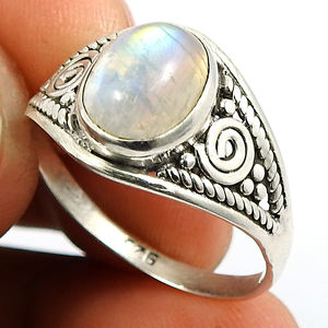 ทิเบตสีเขียวขุ่นแหวนสเตอร์ลิง925เงินอินเดียขายส่งเครื่องประดับแหวนที่ทำด้วยมือ - Product Image 3