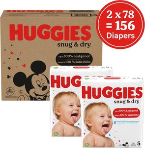 ผ้าอ้อมฮักกี้ส์ ไซส์ 5, ผ้าอ้อมเด็กแบบ Snug & Dry, ไซส์ 5 (มากกว่า 27 ปอนด์), 156 ชิ้น - Product Image 5
