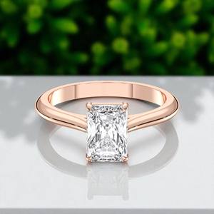 Anillo de compromiso de Moissanite de corte radiante de 1,55 quilates, Juego de puntas de quilates, en oro sólido de 10K, 14K, 18K, para ella - Product Image 2