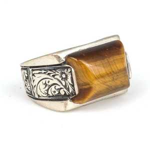 Bague rectangulaire œil de tigre en argent sterling 925 pour homme, plaqué or rose, sertissage clos, style Hip-Hop, tendance, excellente idée cadeau ! - Product Image 2