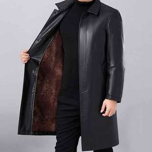 Premium <b>Mens</b> Leather <b>Trench</b> <b>Coat</b> Stylish Long <b>Coat</b> for All Seasons - Product Image 6