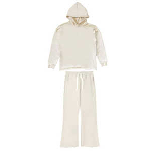 Survêtement court jogger évasé survêtement pour hommes Logo personnalisé hommes lavage à l'acide sweat à capuche zippé et short ensemble de pantalons de survêtement - Product Image 2