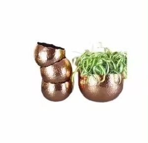 Jardinières et Pots de fleurs martelés en métal de forme ronde standard de qualité supérieure décoration de jardinières et de pots classiques faits à la main - Product Image 2
