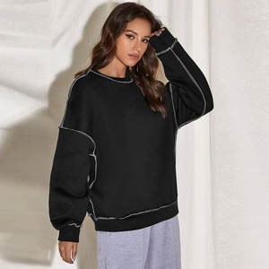 Custom Anti-Pilling Contrast <b>Stitching</b> <b>Oversized</b> Sweatshirts, Relaxed Fit, Perfect for Women Outfits Sweatshirts - Product Image 2
