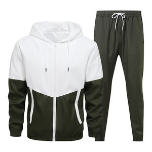 Fashionable Two Coloured Tracksuit Front Zip Top Matched with Plain Tone <b>Trouser</b> Comfortable Active wear Tracksuit Ensemble - Product Image 1