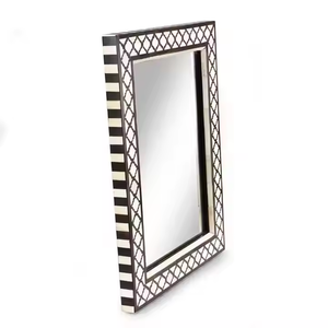 Classique os incrustation motif moderne miroir cadre os salle de bain mur maison décorative à la main os par croissant artisanat - Product Image 1