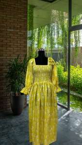 Robe longue à encolure Henley imprimée de créateur, robe décontractée en coton avec boutons et cravates, tenue régulière, ensemble robes longues tendance - Product Image 5