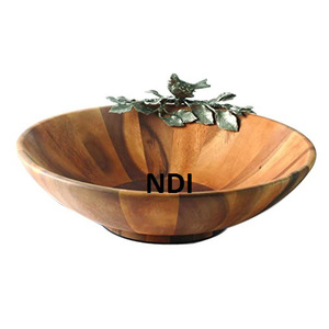 Tazones de madera para servidor de palomitas de maíz o sopa con acabado Natural, uso de catering para restaurante, frutero, almacenamiento de frutas, tazón de madera - Product Image 1
