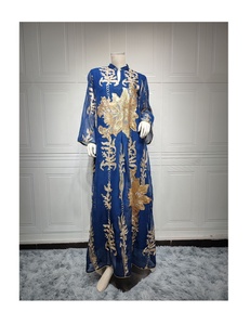 2023 Eid Collection White Satin Women's Abaya Dress Long Moroccan <b>Kaftan</b> <b>Sequins</b> Embroidery Pleated Pearl Jilbab Islamic Arabic - Product Image 3