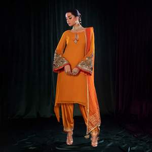 Diseñador de las mujeres multicolor pesado bordado de seda Lehenga Choli indio pakistaní estilo vestido de novia ropa de fiesta al por mayor 0100 - Product Image 2