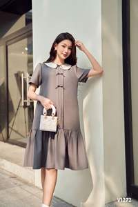 Haute qualité V1272 Preppy filles genou longueur été robe de maternité Anti-rétrécissement coton doux confortable 8 + ODM Vietnam - Product Image 4