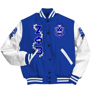 Zeta Phi Beta 1920 Fondateurs Jour Letterman Veste ZPB Bleu Blanc Sororité Varsity Vie Grecque Chenille Patch Vêtements - Product Image 4
