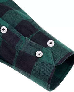 Alta calidad cálido invierno verde transpirable de manga larga talla grande Camisa de franela a cuadros para hombre - Product Image 6