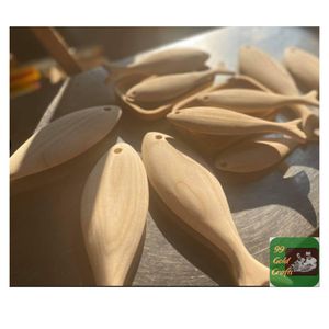 Poisson en bois rustique fait main du Vietnam, sculpture naturelle pour décoration murale, jouet de peinture DIY pour enfants, décoration de style côtier - Product Image 5