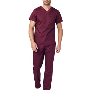 Uniforme de manga corta con cuello en V y pantalones elásticos listo para enviar para hombre, ropa médica personalizada para proveedor mayorista - Product Image 1