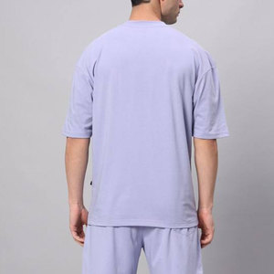 Ensemble T-shirt et short pour homme, couleur unie, respirant, tendance été, 100% coton, style streetwear - Product Image 4