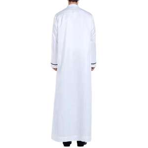 OEM 2025 Vêtements islamiques arabes de haute qualité Dubaï Thawb Jubba pour hommes à manches courtes Thobes ethniques Couleur unie Thobe musulman pour hommes - Product Image 2