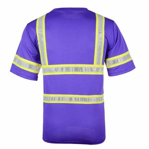 Combinaison de travail réfléchissante de sécurité en coton violet à haute visibilité, respirante, avec logo personnalisé, certifiée CE, pour hommes - Product Image 3