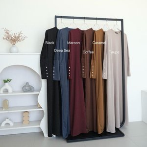 Robe maxi à boutons ByMeldev Kala Stripes Abaya pour femmes musulmanes Umroh Busui Nonbusui Jumbo - Product Image 2