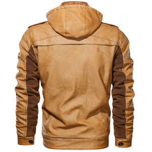 Chaquetas de cuero polar de invierno para hombre de alta calidad, abrigos gruesos con capucha para motocicleta, cuello levantado, prendas de vestir de moda para hombre, ropa de marca - Product Image 6