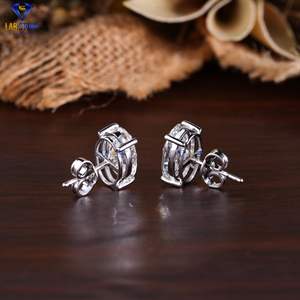 Pendiente de oro blanco con diamantes de corte ovalado TDW 4,00 de Labstone, abalorios de oro femenino y deslumbrantes de 18 quilates de color EF-VS - Product Image 3