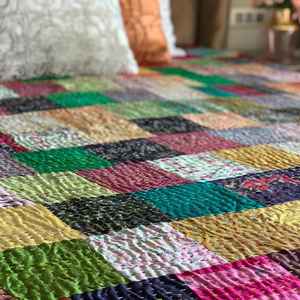 Nuevo Cobertor de Cama Decorativo de Seda Vintage con Parches, Estilo Kantha, Colcha Bohemia para Uso en Hoteles, Suave - Product Image 6