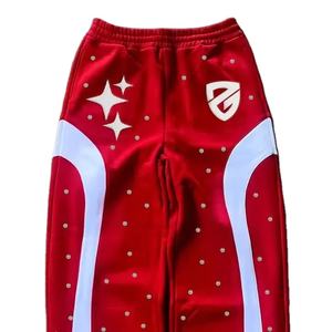 Pantalon évasé de haute qualité avec impression de logo sur mesure pantalon évasé en pierre à taille élastique pantalon évasé respirant en polaire 100% coton - Product Image 2