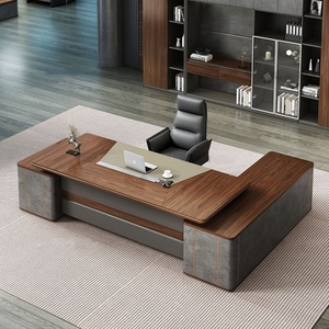 Modern Luxury Executive Office <b>Desk</b> Wooden Panel Extendable Managers Table Commercial Home Office <b>Workstation</b> Furniture - Product Image 6