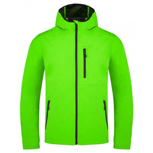 <b>Hooded</b> 100% Polyester <b>Soft</b> <b>Shell</b> <b>Jacket</b> with Zipper Breathable Outdoor Canvas for Winter Hiking - Product Image 1