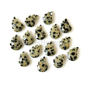 Pierre de jaspe dalmatien naturelle en forme de feuille, sculptée à la main, perles de jaspe pour la fabrication de bijoux, provenant d'un grossiste indien, 11x15mm - Product Image 3